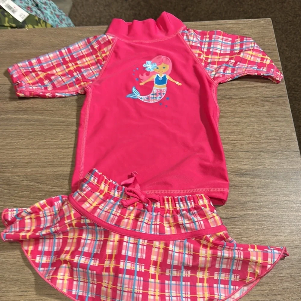 3 item bundle 2 items NWT 2 swimsuits and a girls dress 12m pink swimsuit 12-18m